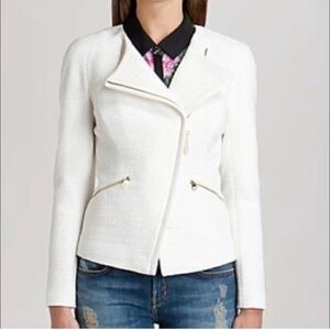 Ted Baker London Ayeleen Textured Biker Moto Jacket Zip up fold front US size 2